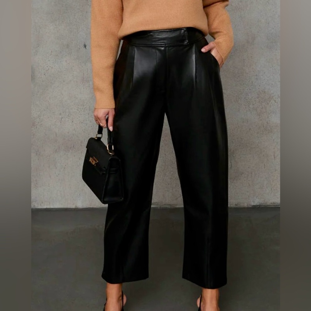 Amerie Cropped Faux Leather Pants - Large